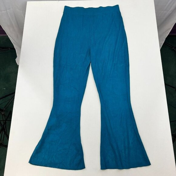 Victor Glemaud Womens Teal Knitted High Rise Flared Leg Pull-On Sweatpants Large - Picture 1 of 8